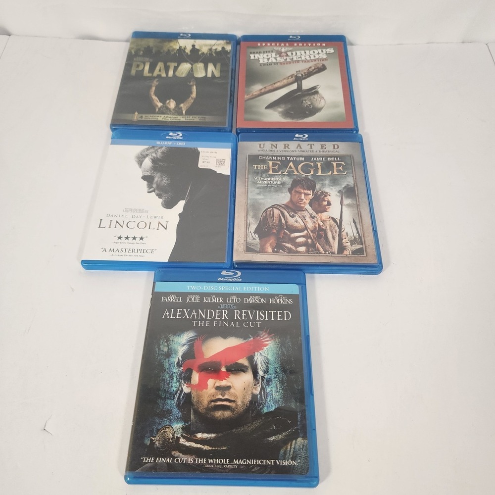 Pre-owned Blu-ray movie lot containing 5 historical and war films.